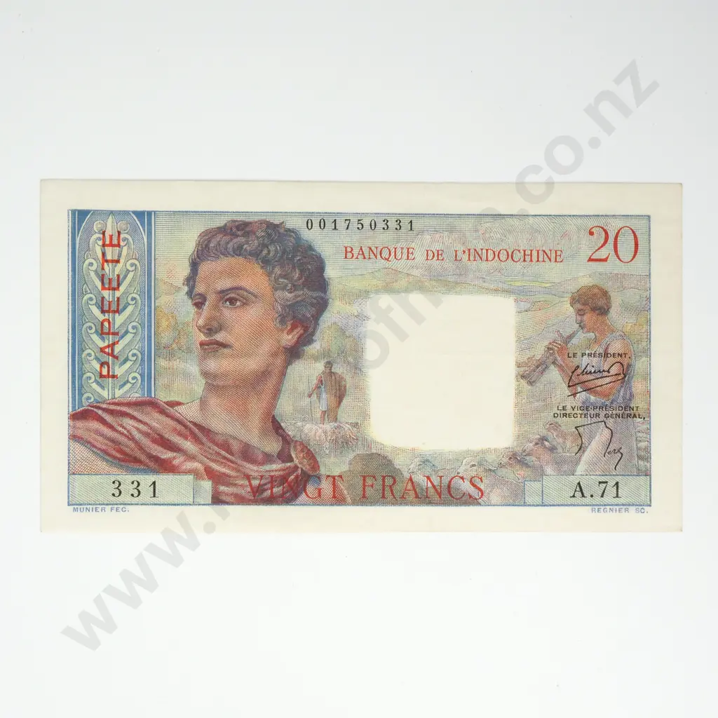 TAHITI 20 francs, Better Grade Image 1++