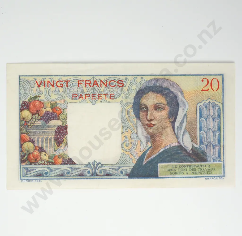 TAHITI 20 francs, Better Grade Image 1++
