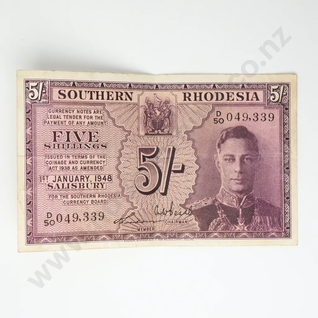 SOUTHERN RHODESIA 5 shillings, 1948, Better Grade Image 1++