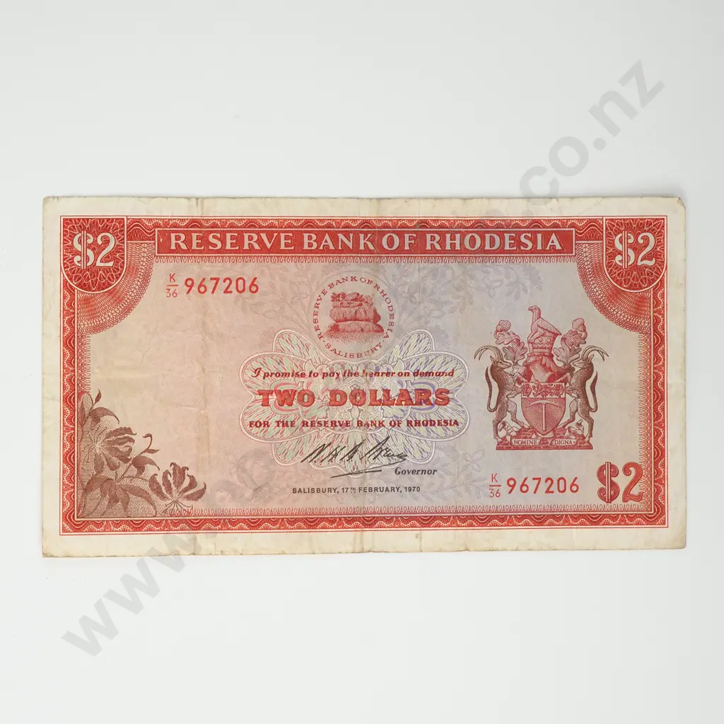RHODESIA 2 dollars, 1970 Image 1++