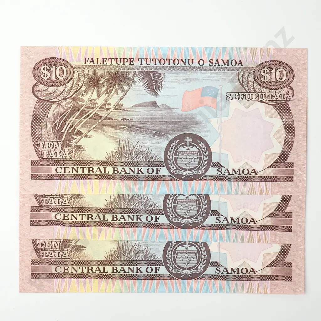 SAMOA consecutively numbered 3x 10 dollars Image 1++