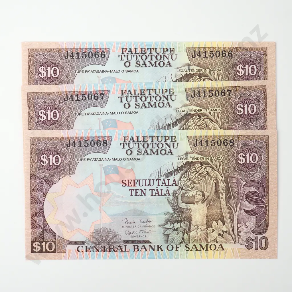 SAMOA consecutively numbered 3x 10 dollars Image 1++