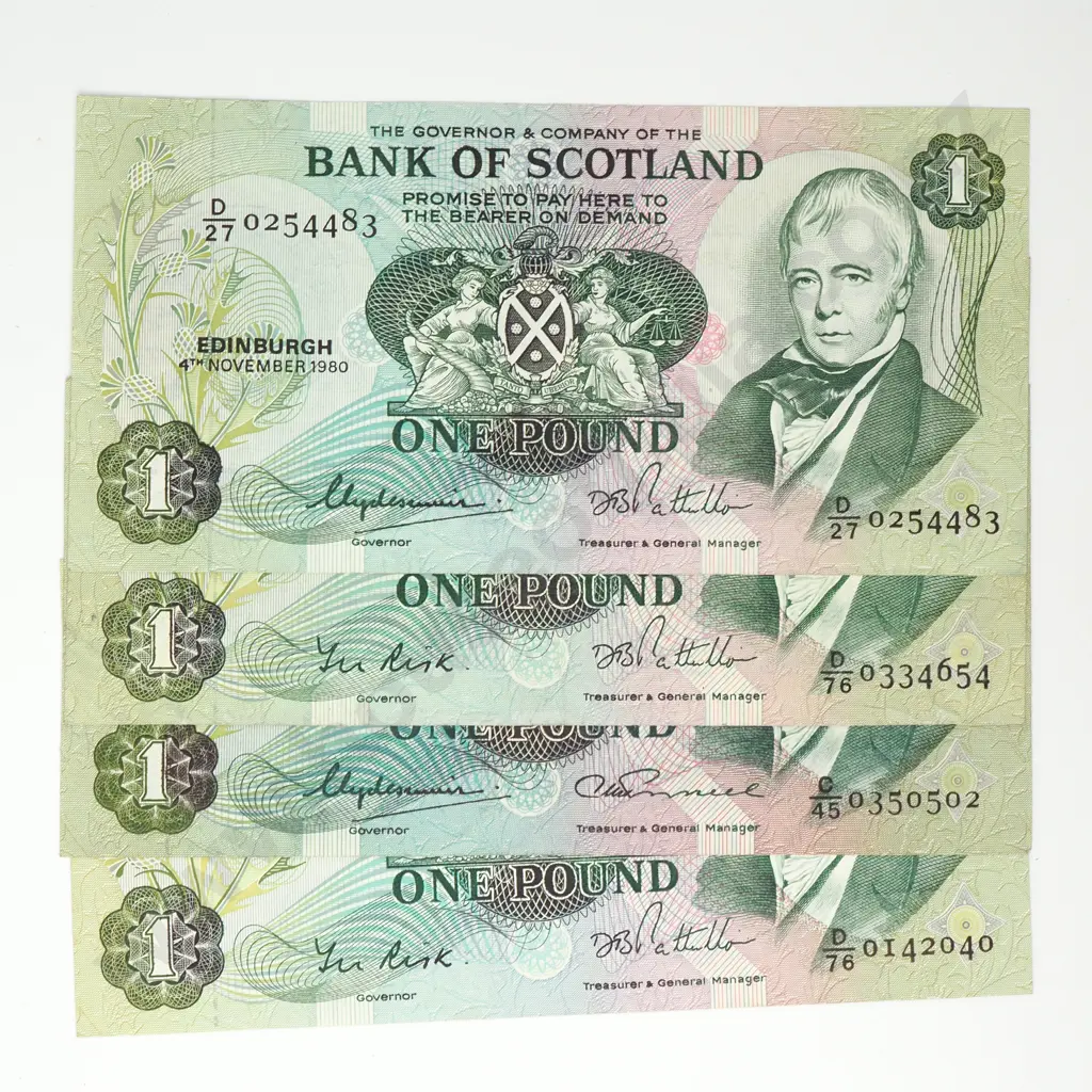 SCOTLAND Bank of Scotland Four 1 pound notes Image 1++