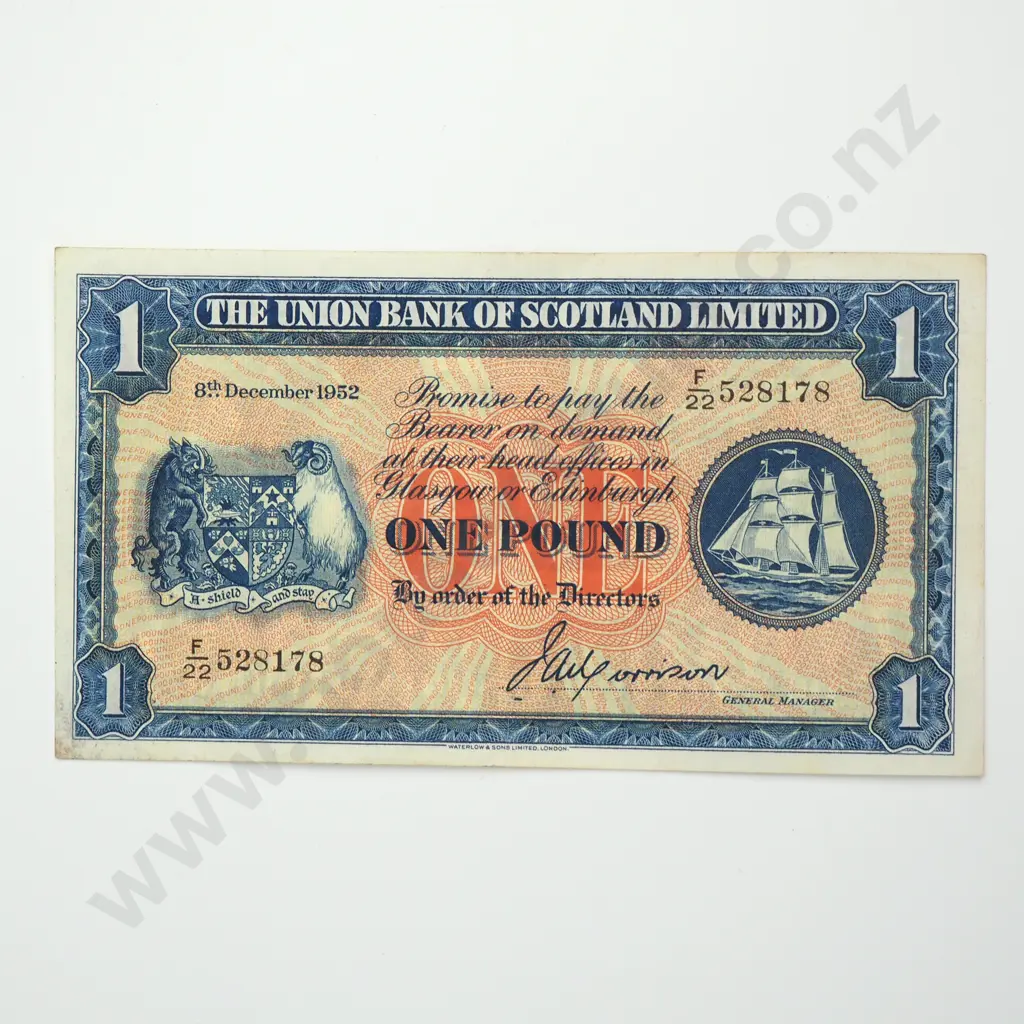SCOTLAND The Union Bank of Scotland Limited 1 pound, 1952, EF Image 1++