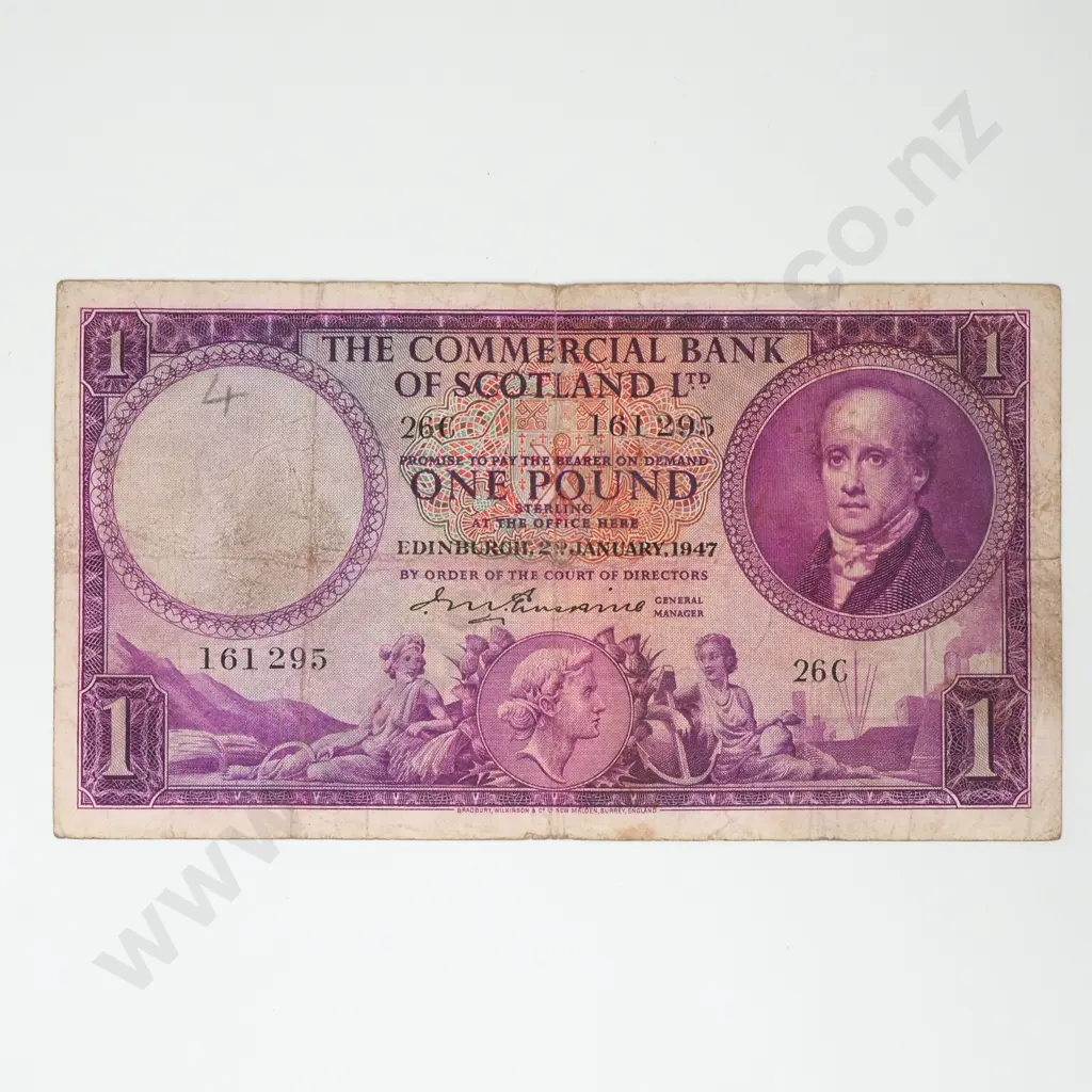 SCOTLAND Commercial Bank of Scotland 1 pound, 1947 Image 1++