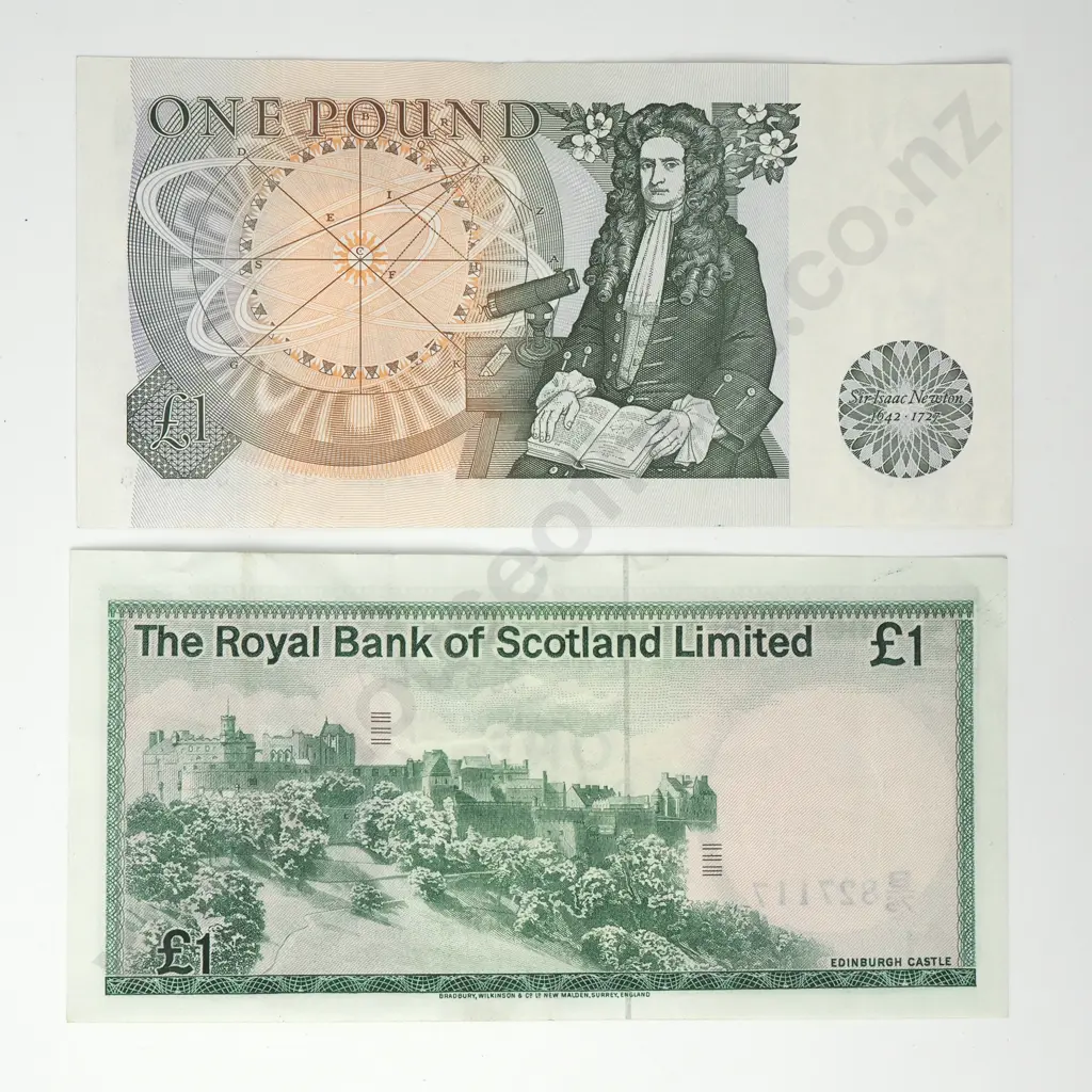 ENGLAND & SCOTLAND Bank of England & Bank of Scotland, pair 1 pound notes Image 1++