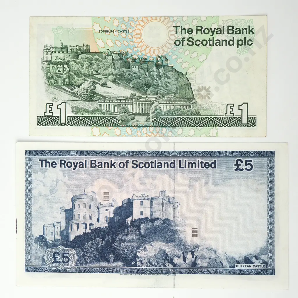 SCOTLAND Royal Bank of Scotland pair notes, 1 pound & 5 pounds Image 1++