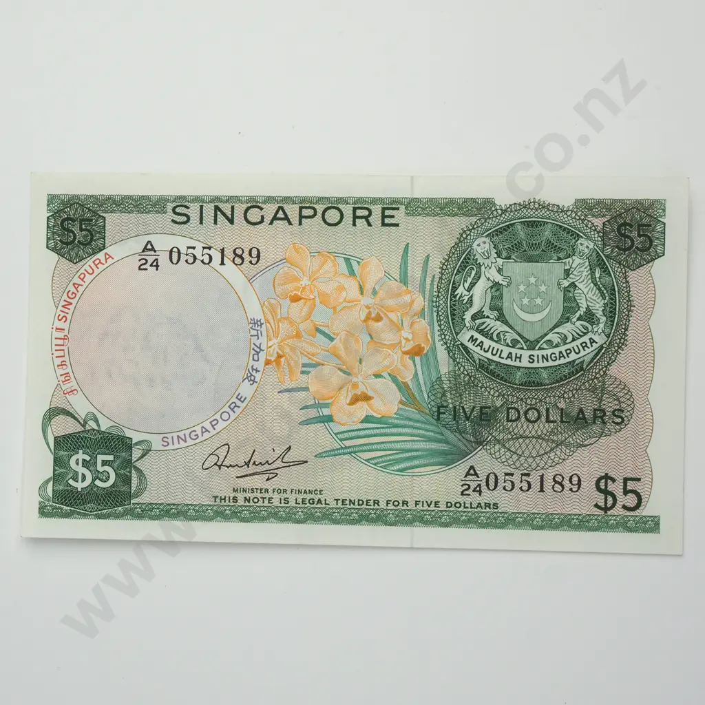 SINGAPORE 5 dollars, 1972 ( no seal ), EF Image 1++