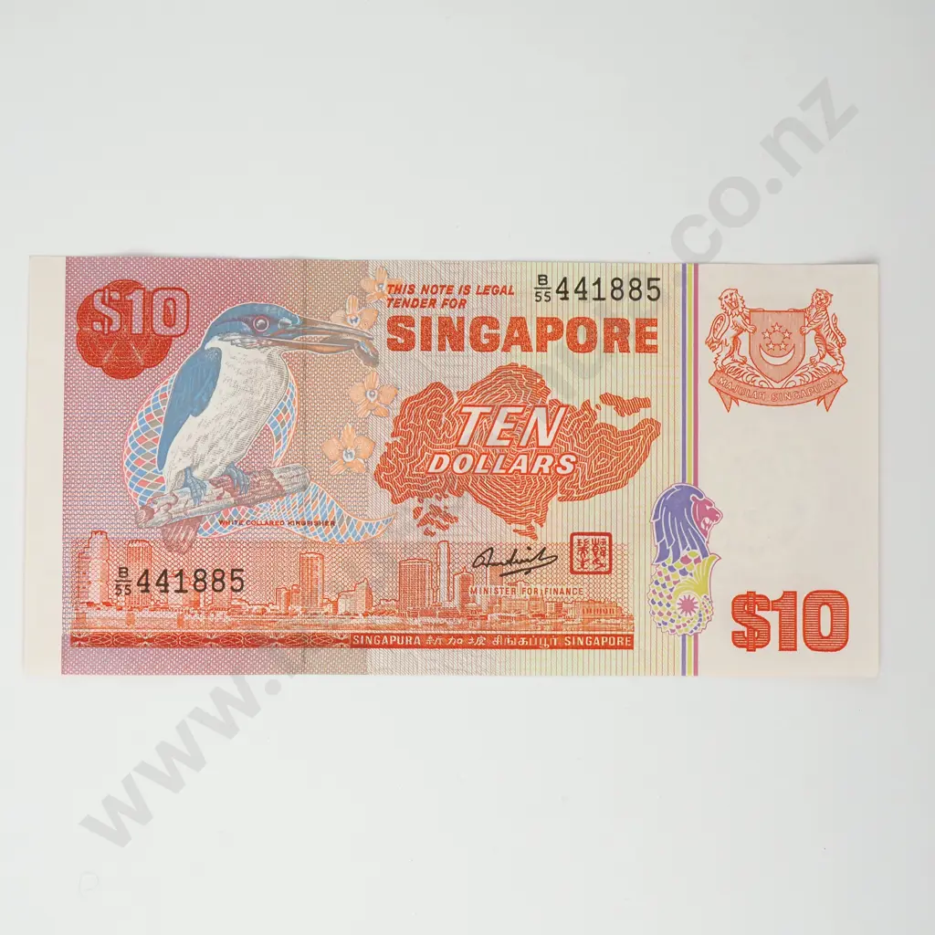 SINGAPORE 10 dollars, AUNC Image 1++