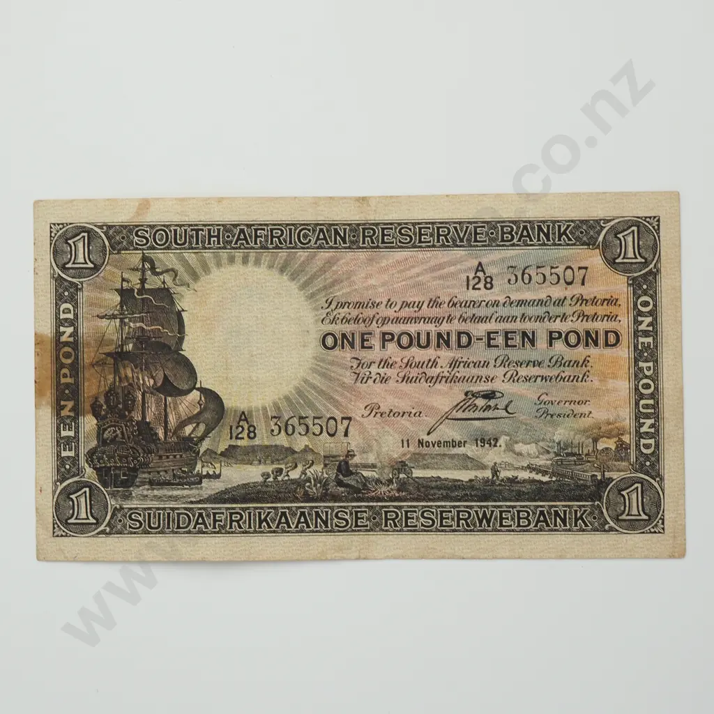 SOUTH AFRICA 1 pound, 1942, F ( tape residue ) Image 1++
