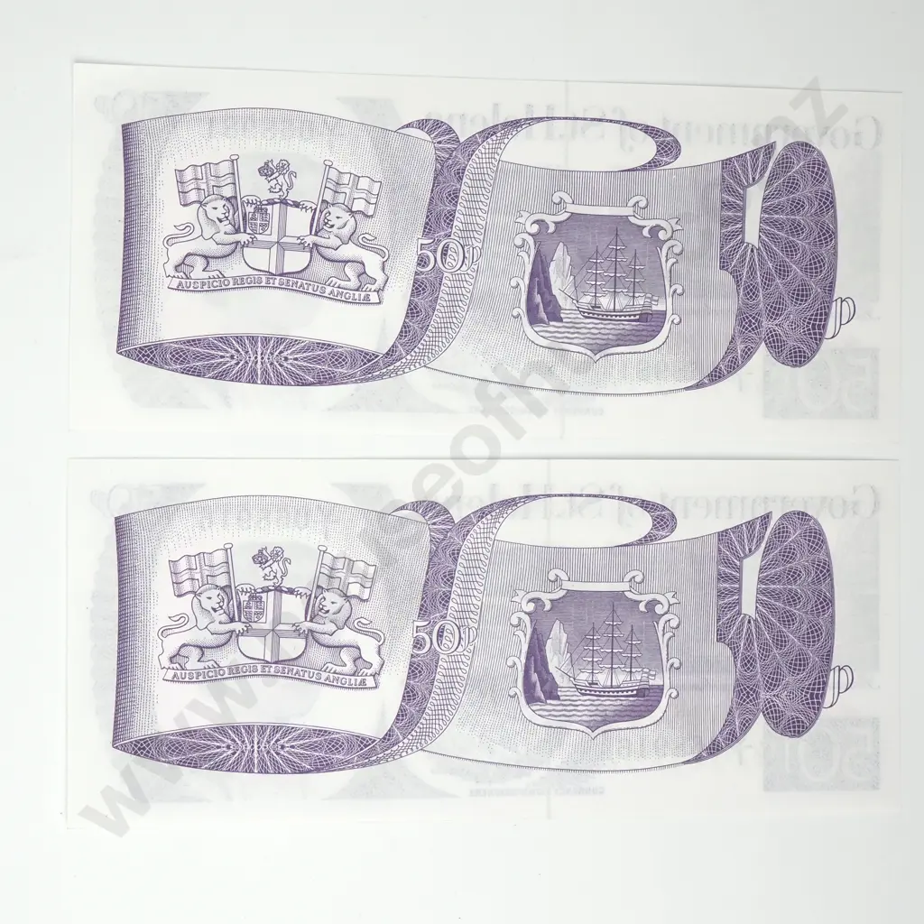 ST HELENA almost consecutively numbered 2x 50 pence, AUNC Image 1++