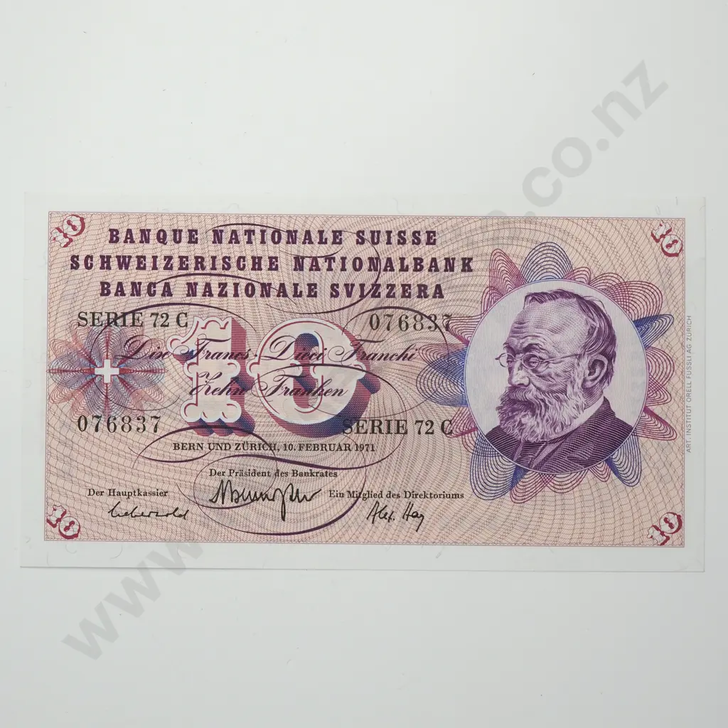 SWITZERLAND 10 francs, 1971, UNC Image 1++