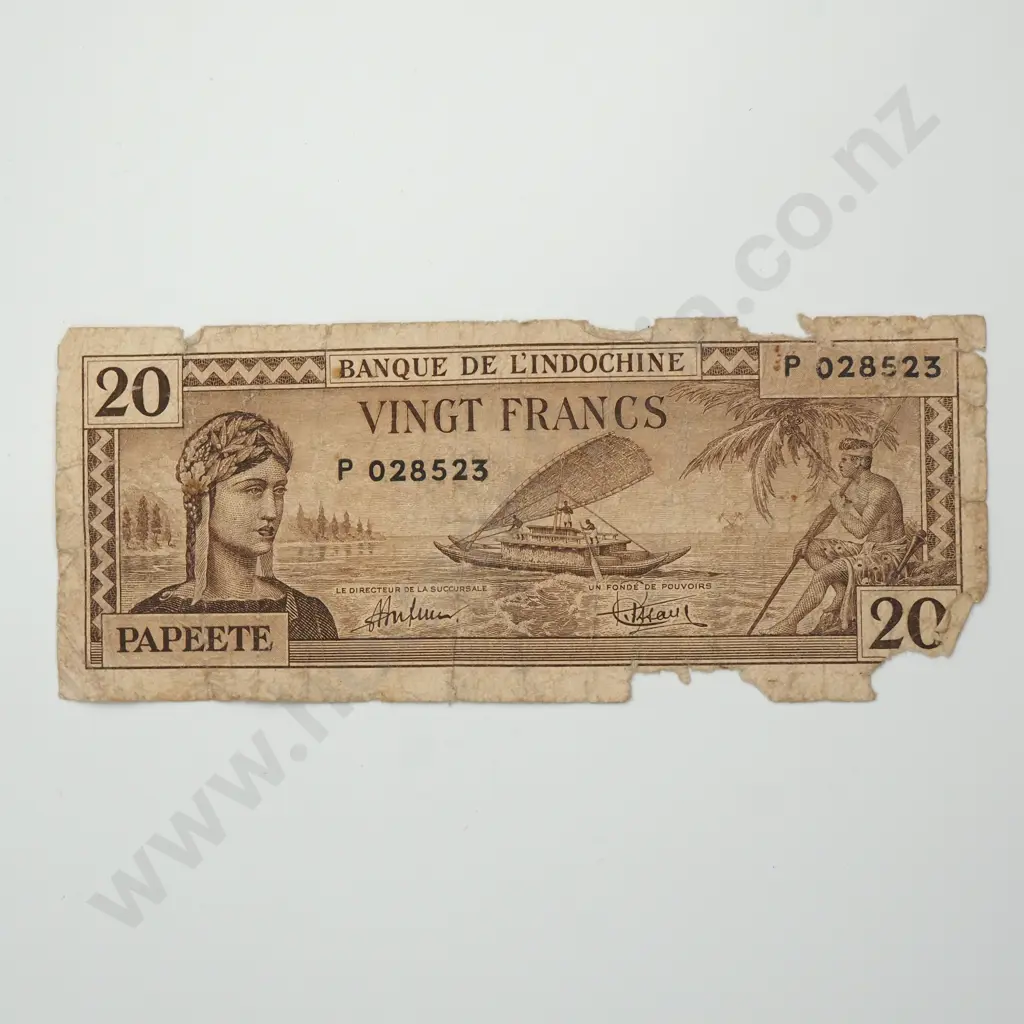 TAHITI 20 francs, 1944, G Image 1++
