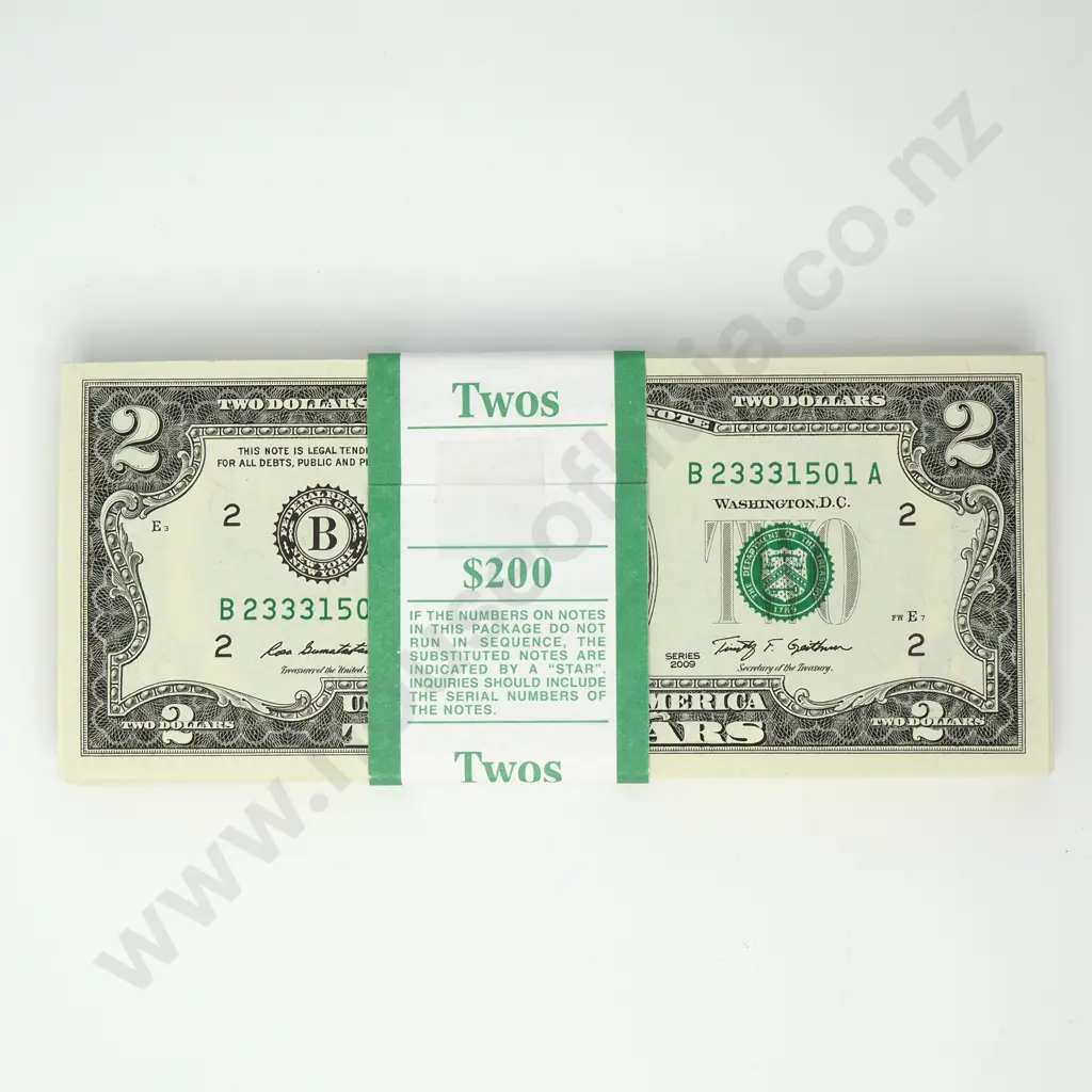 UNITED STATES 100 consecutively numbered 2 dollars, 2009, UNC Image 1++