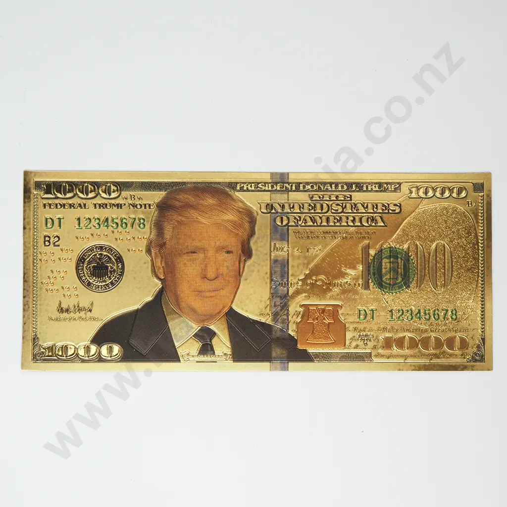 Fantasy 1000 Trump Banknote - Gold Foil Back Image 1++