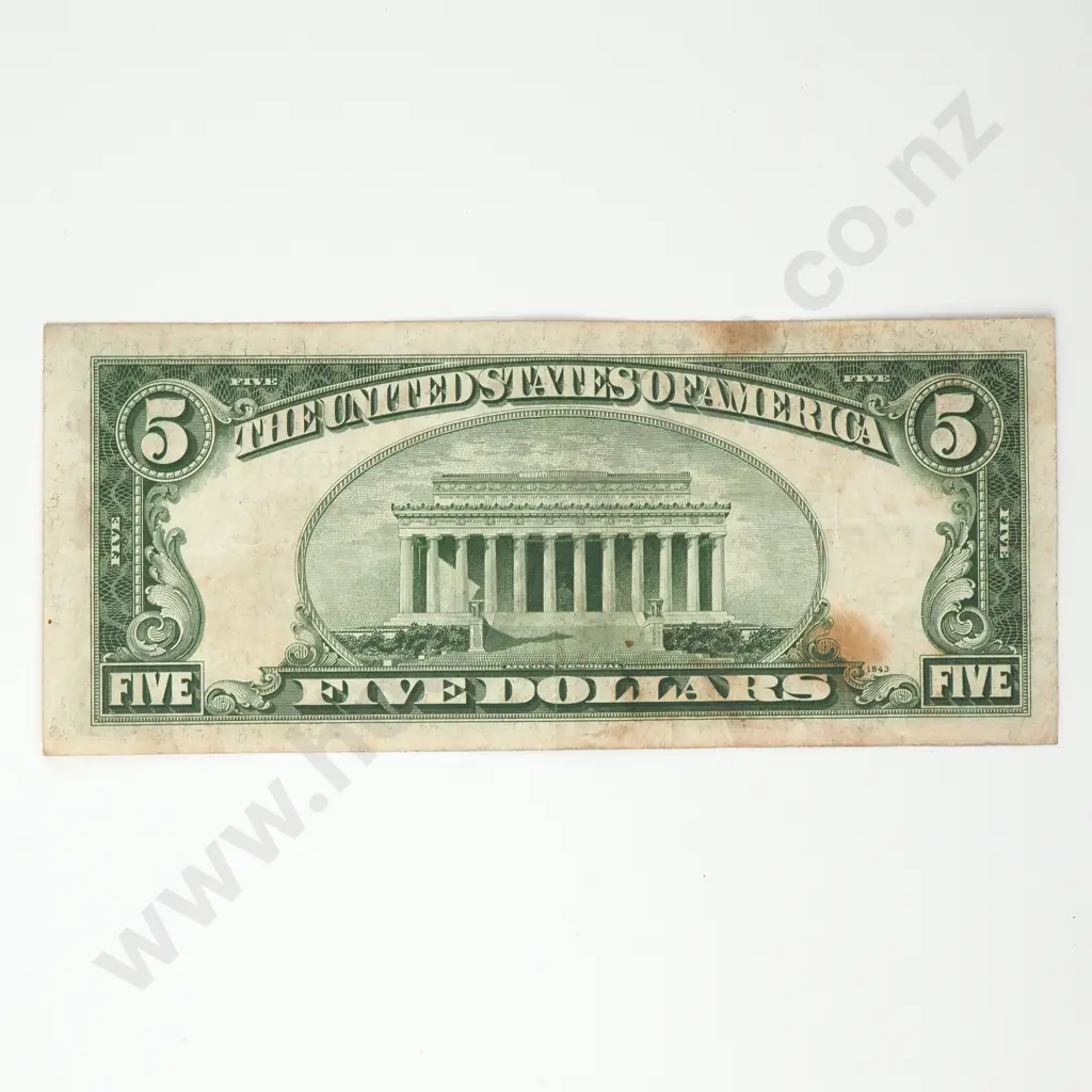 UNITED STATES 5 dollars silver certificate, 1934 C, F ( stains ) Image 1++