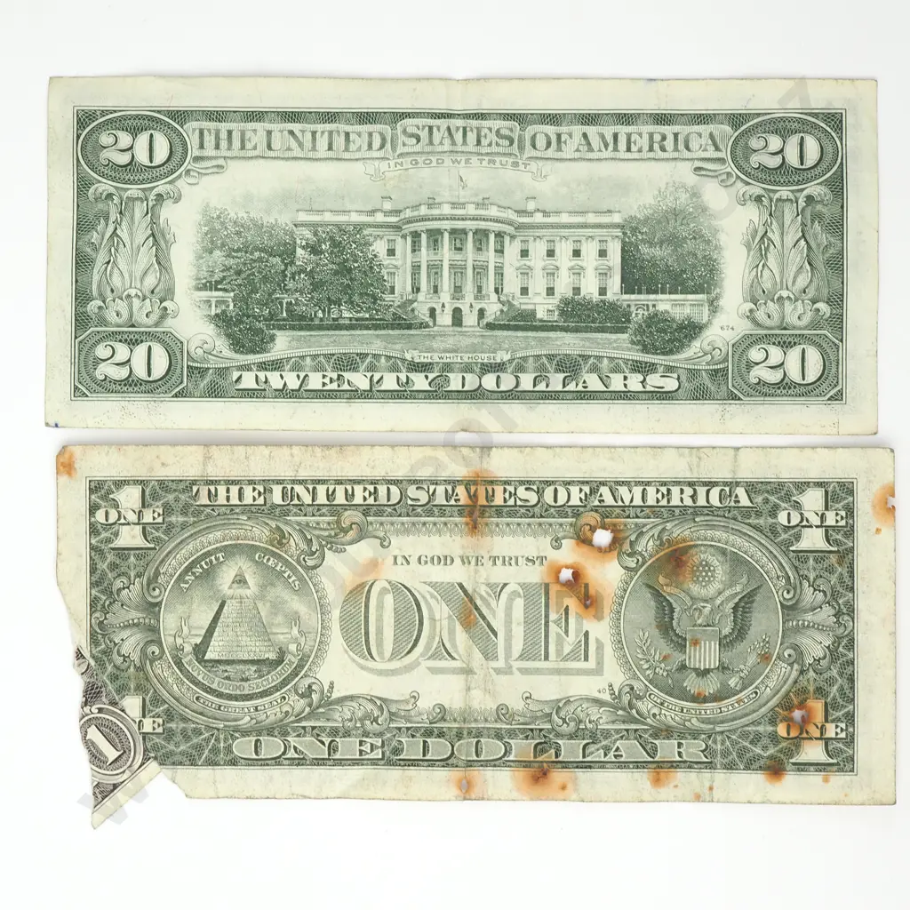 USA 20 dollars & 1 dollar notes, A/F Image 1++