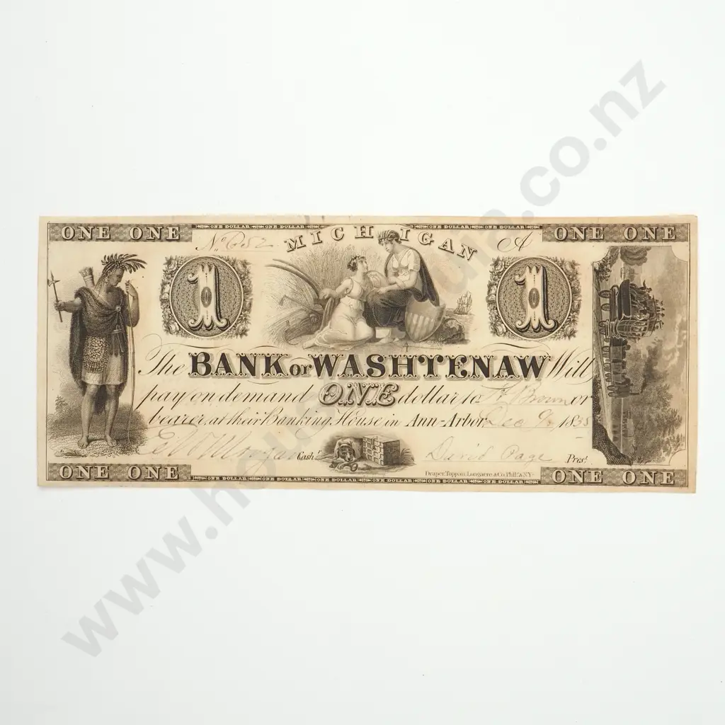 USA Bank of Washtenaw 1 dollar, 1835 (Michigan) Image 1++