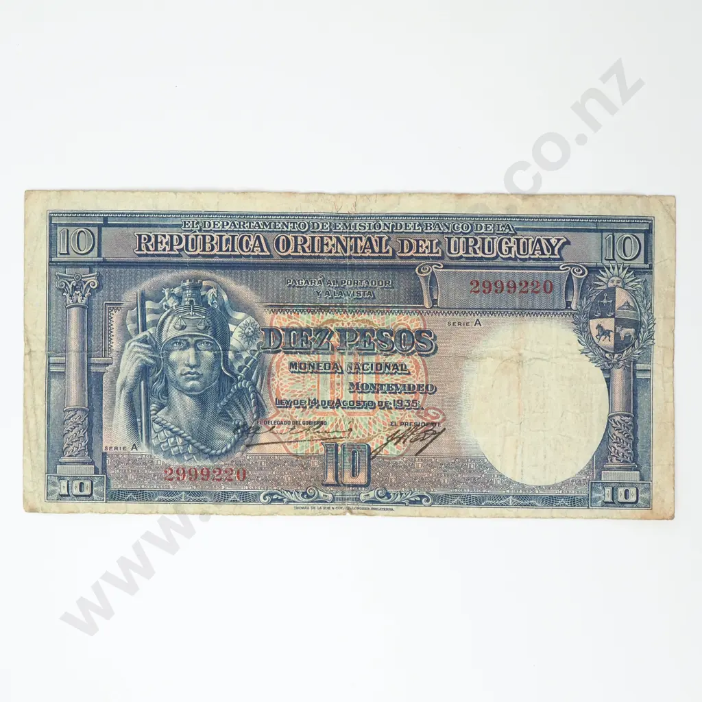 URUGUAY 10 pesos, 1935, F Image 1++