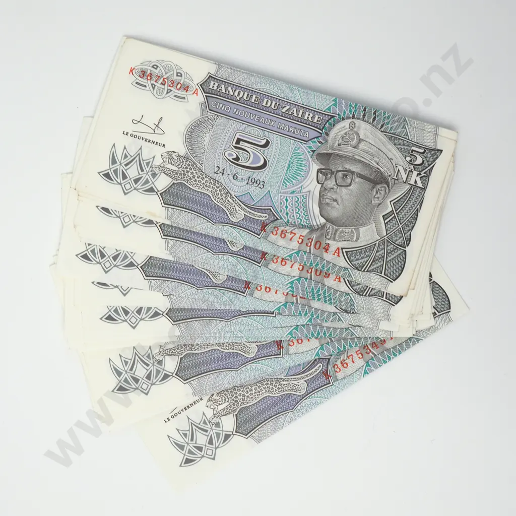 ZAIRE consecutively numbered 40x 5 makuta, 24.6.1993, UNC Image 1++