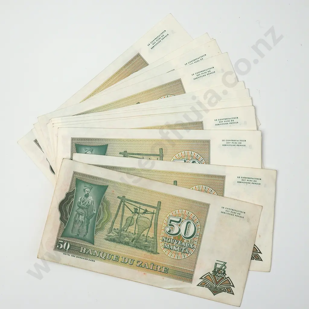 ZAIRE Mostly consecutively numbered 23x 50 makuta notes, 1993, A.UNC-UNC Image 1++
