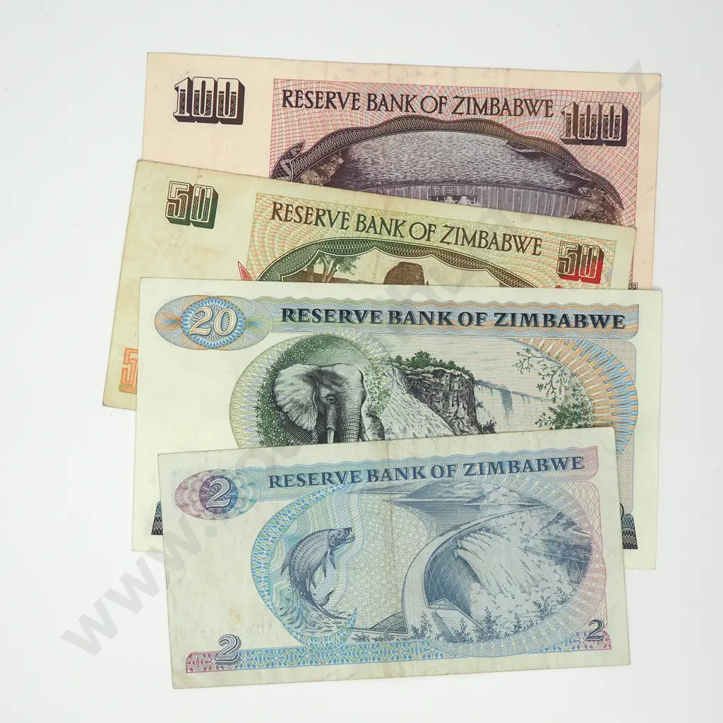 ZIMBABWE Assorted lot, $2/$20/$50/$100 Image 1++