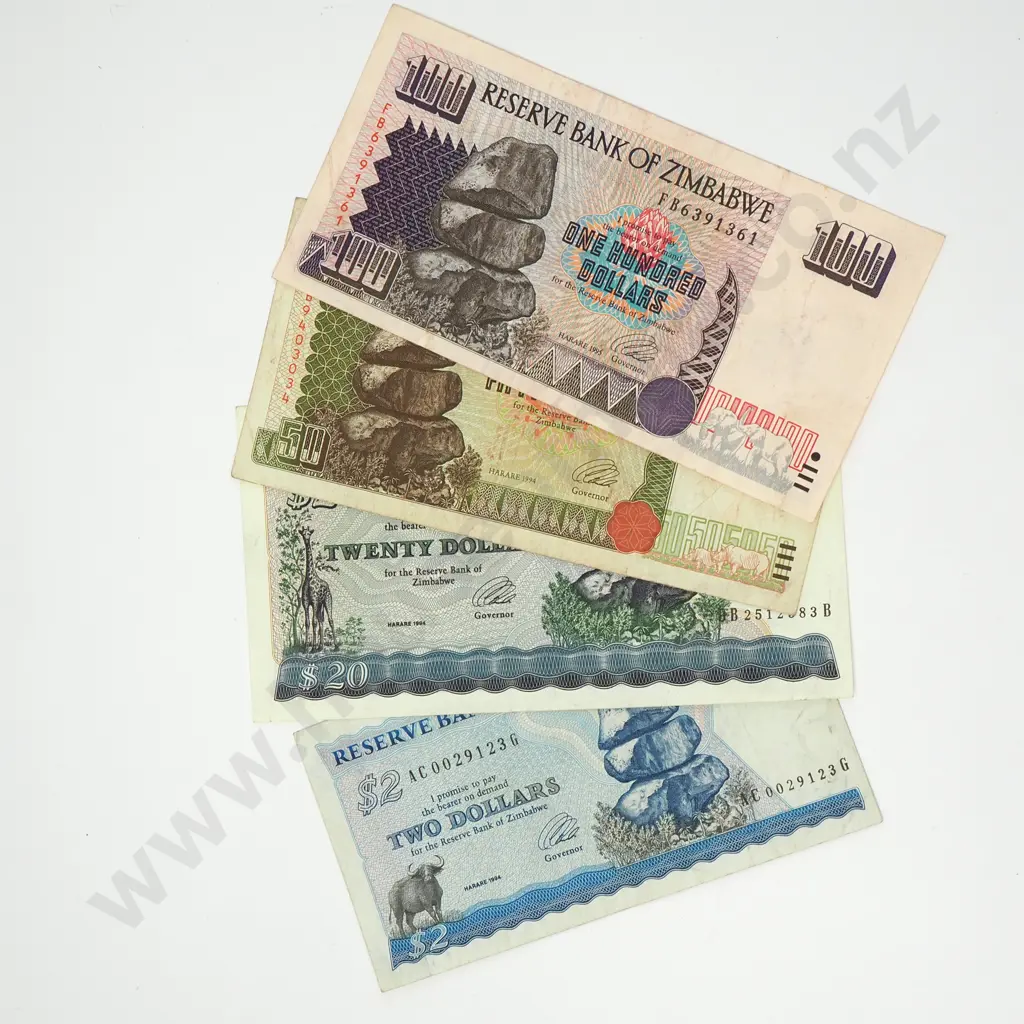 ZIMBABWE Assorted lot, $2/$20/$50/$100 Image 1++