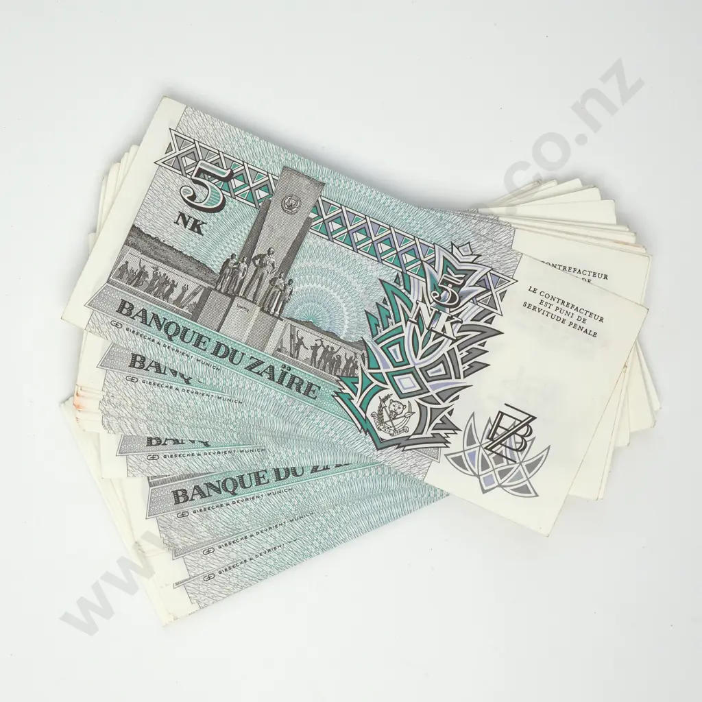 ZAIRE Bank of Zaire consecutively numbered 50x 5 new makuta Image 1++