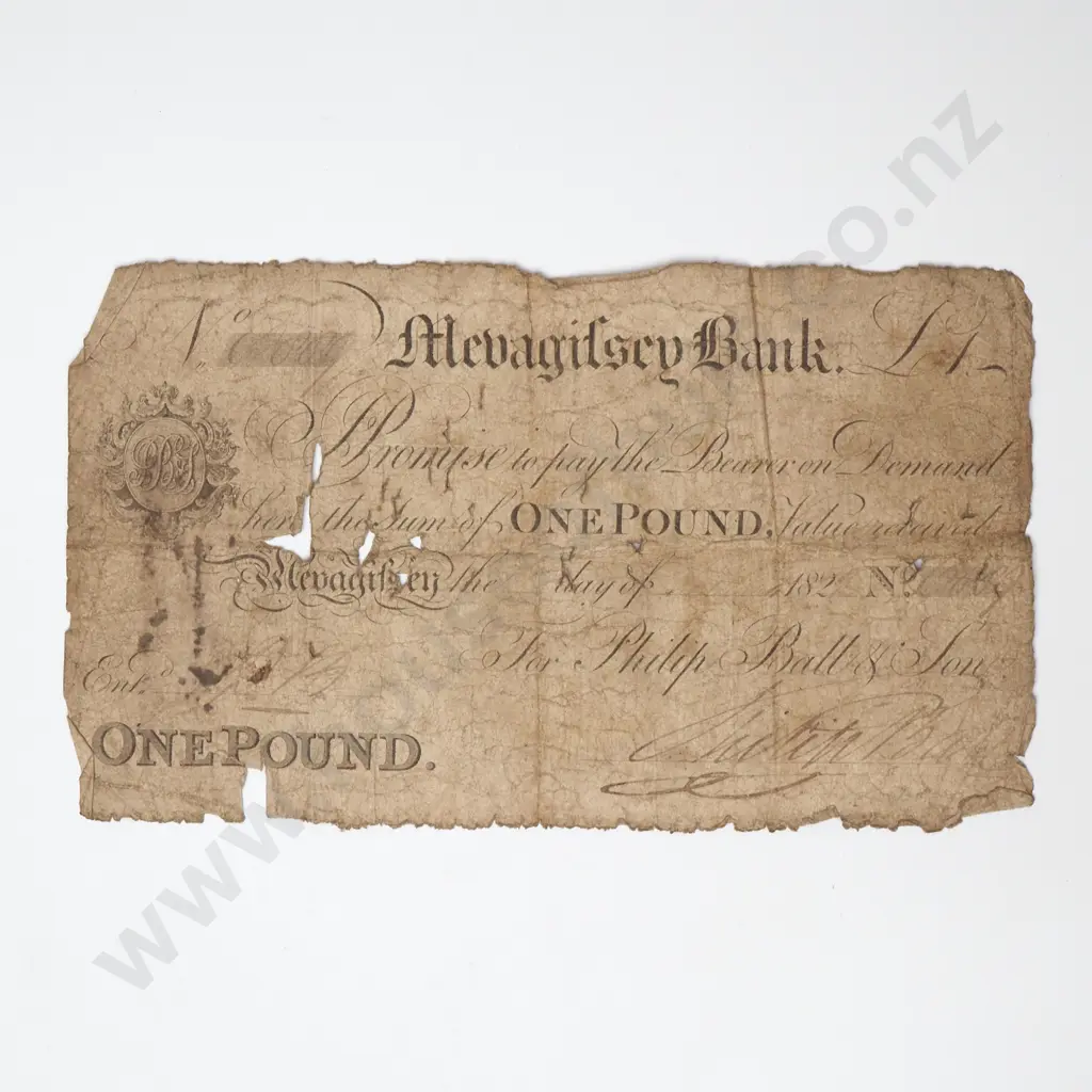 ENGLAND Mevagissey Bank 1 pound, 1822 Image 1++