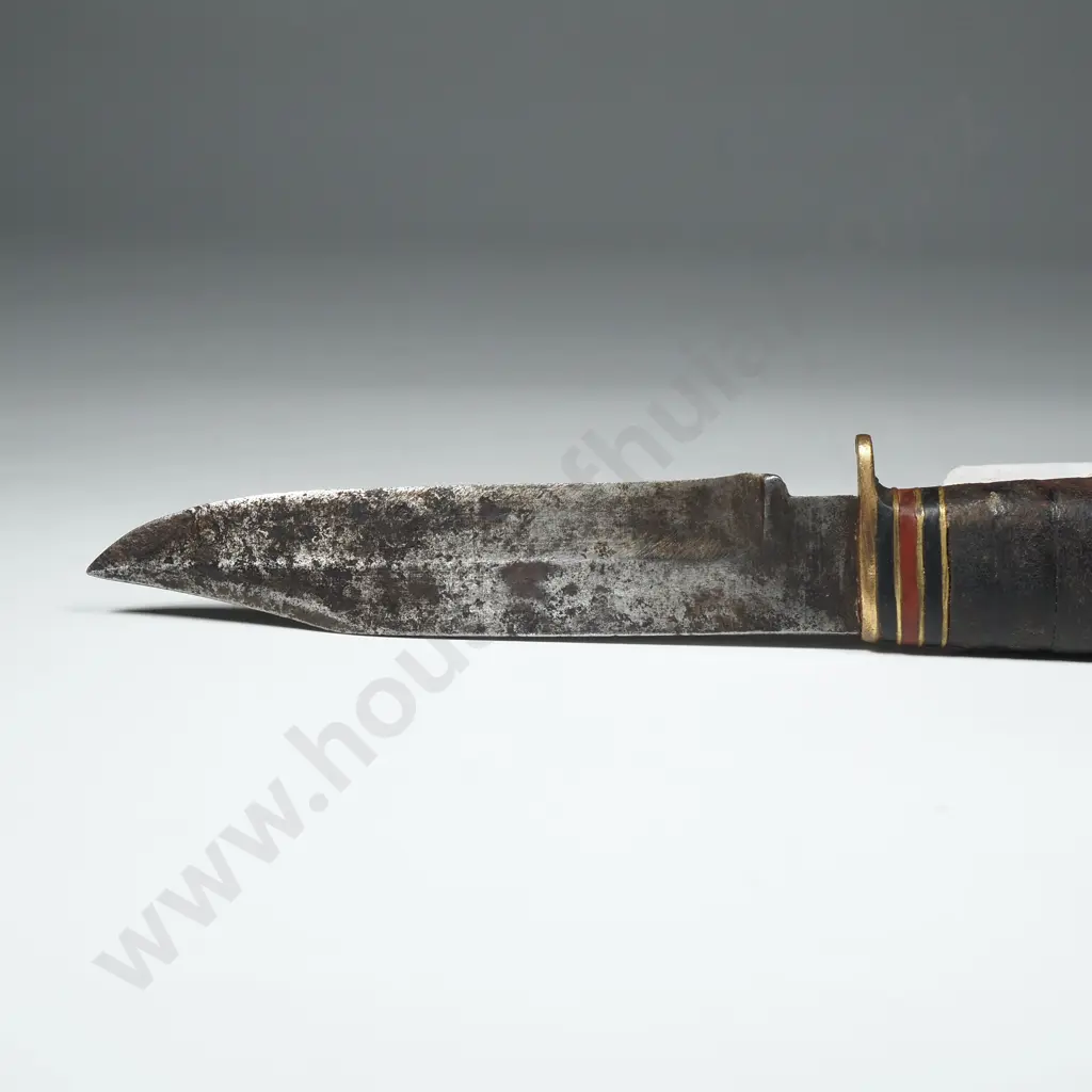 Vintage Leather-Stacked Handle Fixed Blade Knife Image 1++