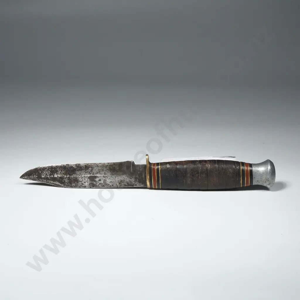 Vintage Leather-Stacked Handle Fixed Blade Knife Image 1++