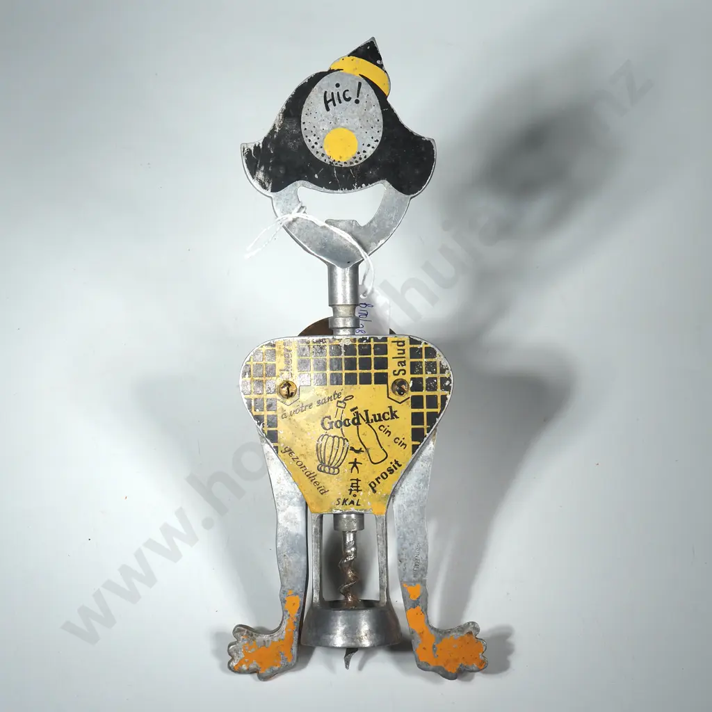 Vintage Carlo Gernelli Clown Shaped Bottle Opener & Corkscrew, Made in Italy, Circa 1950 Image 1++