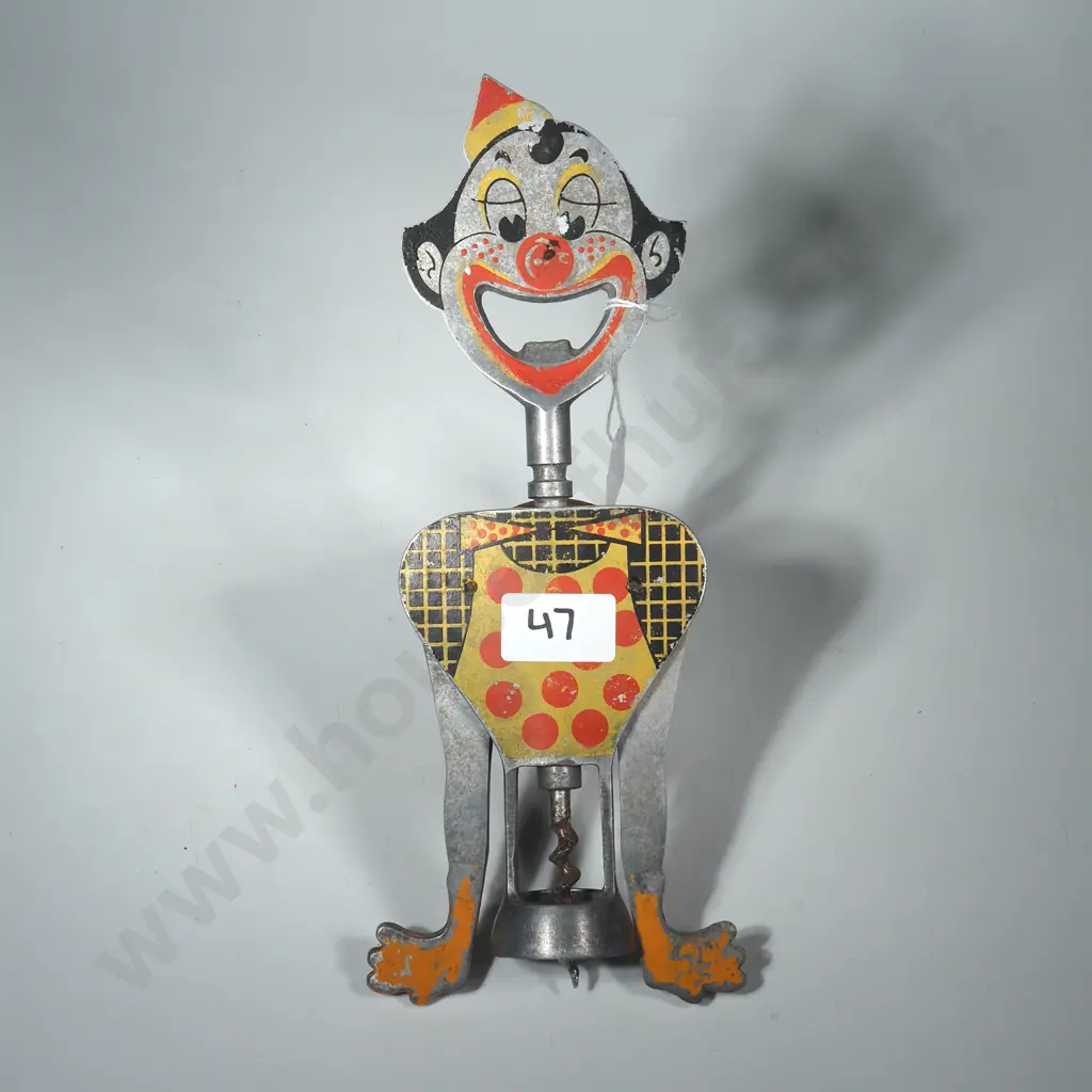 Vintage Carlo Gernelli Clown Shaped Bottle Opener & Corkscrew, Made in Italy, Circa 1950 Image 1++