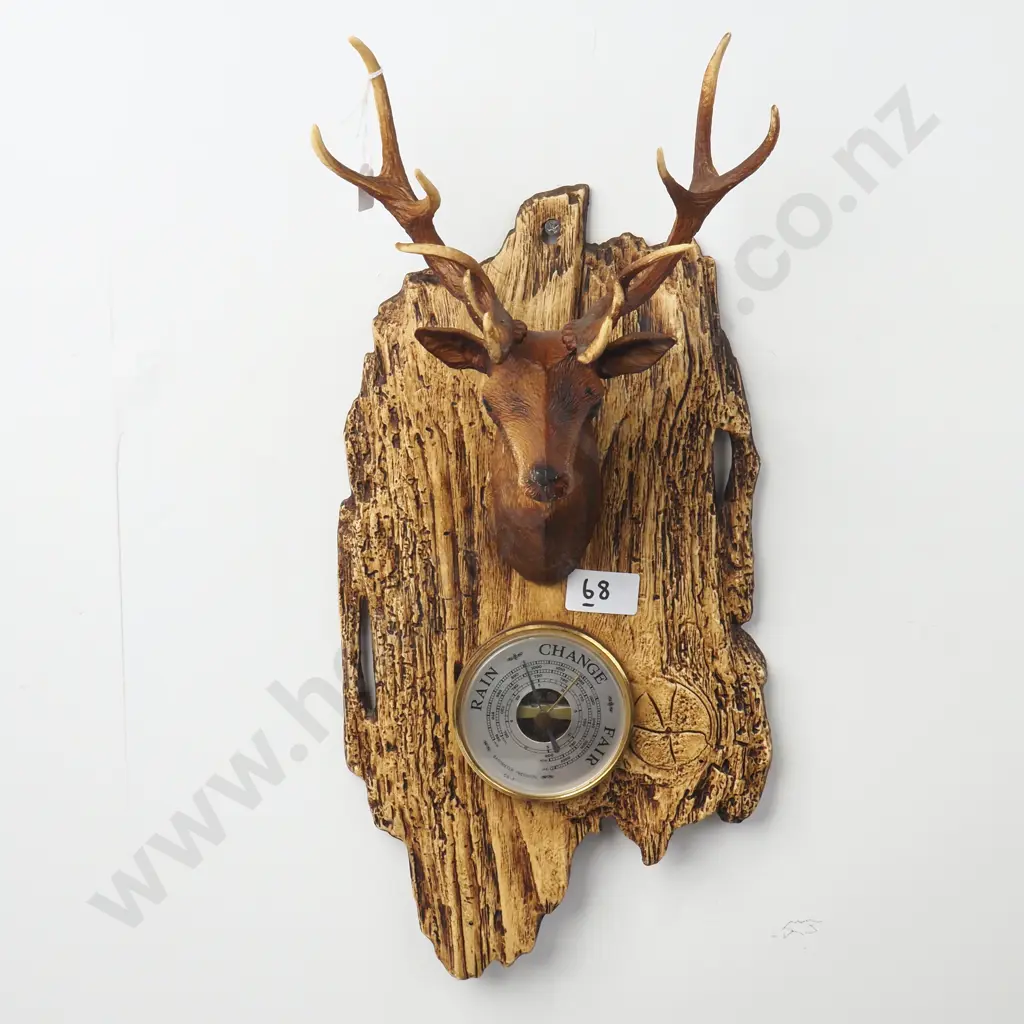 Vintage  Molded Plastic Wall Mounted Deer Head Barometer. Made in France by Precision. Image 1++