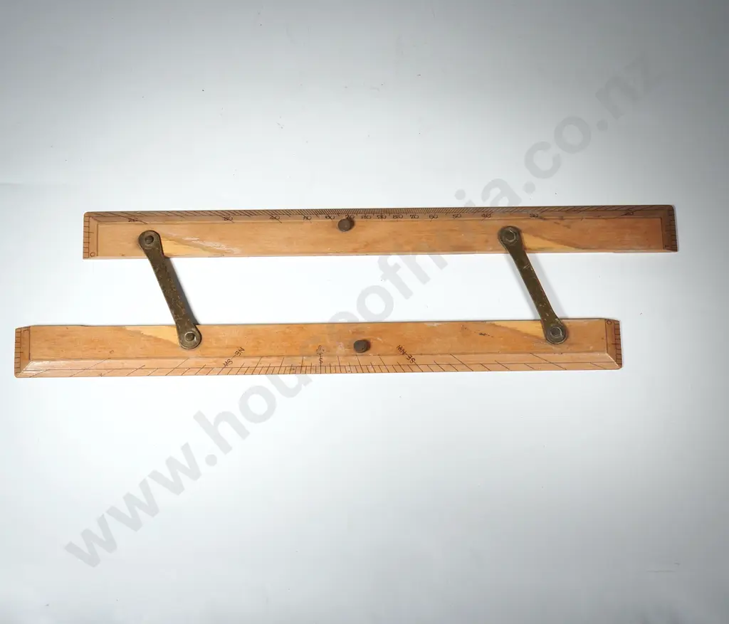 Vintage Captain Fields Improved  Parallel Ruler used in Maritime Or Aeronautical Navigation, Boxwood w Brass Hinges Image 1++