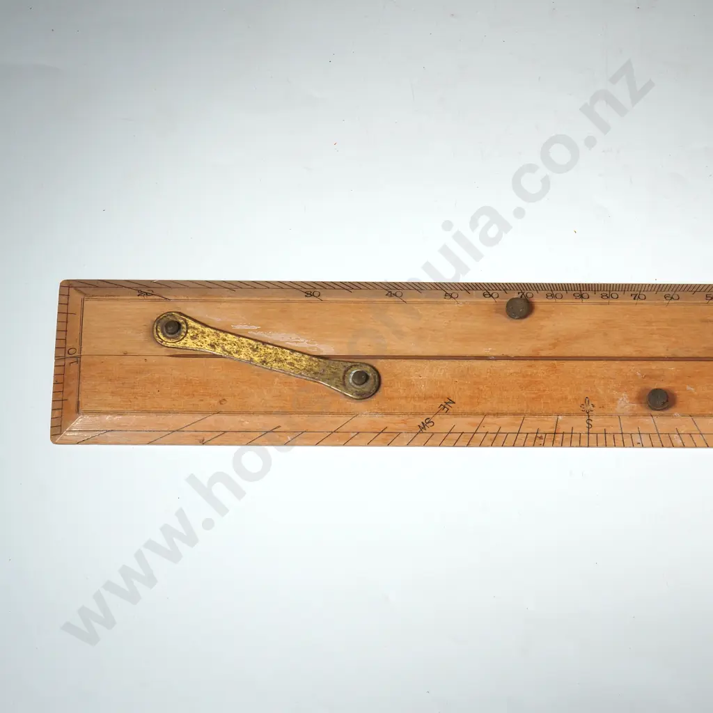 Vintage Captain Fields Improved  Parallel Ruler used in Maritime Or Aeronautical Navigation, Boxwood w Brass Hinges Image 1++