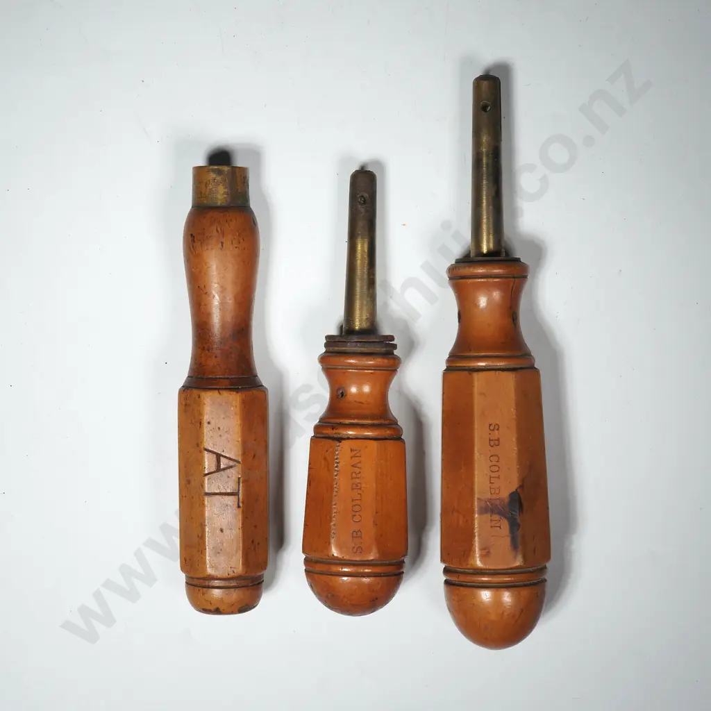 Three Quality Boxwood & Brass Hexagonal Tool Pads for Holding Various Attachments Image 1++