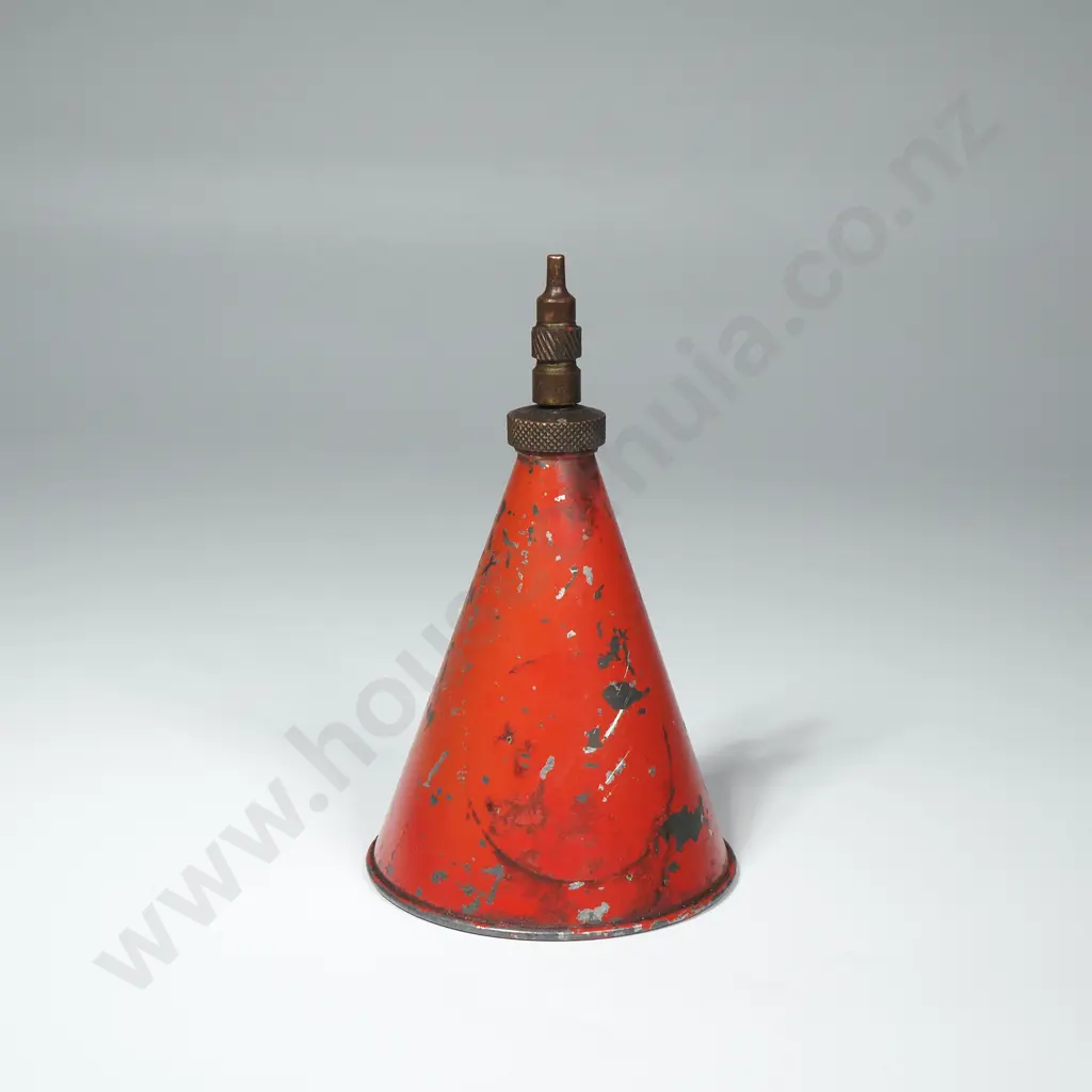Vintage Valvespout Conical Shaped Oiler or Oil Can w Red Finish Image 1++