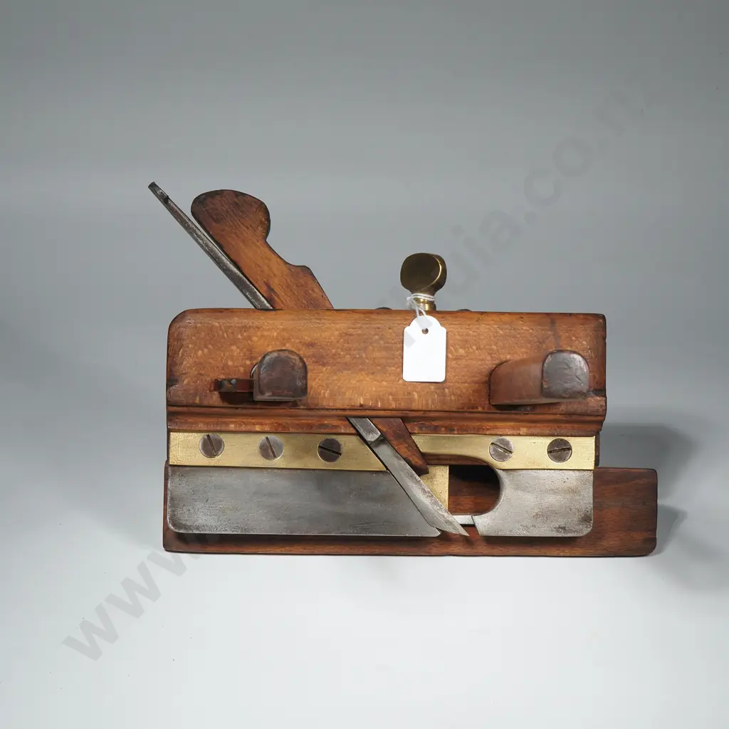 Vintage Wooden Plough Plane w Adjustable Fence Image 1++