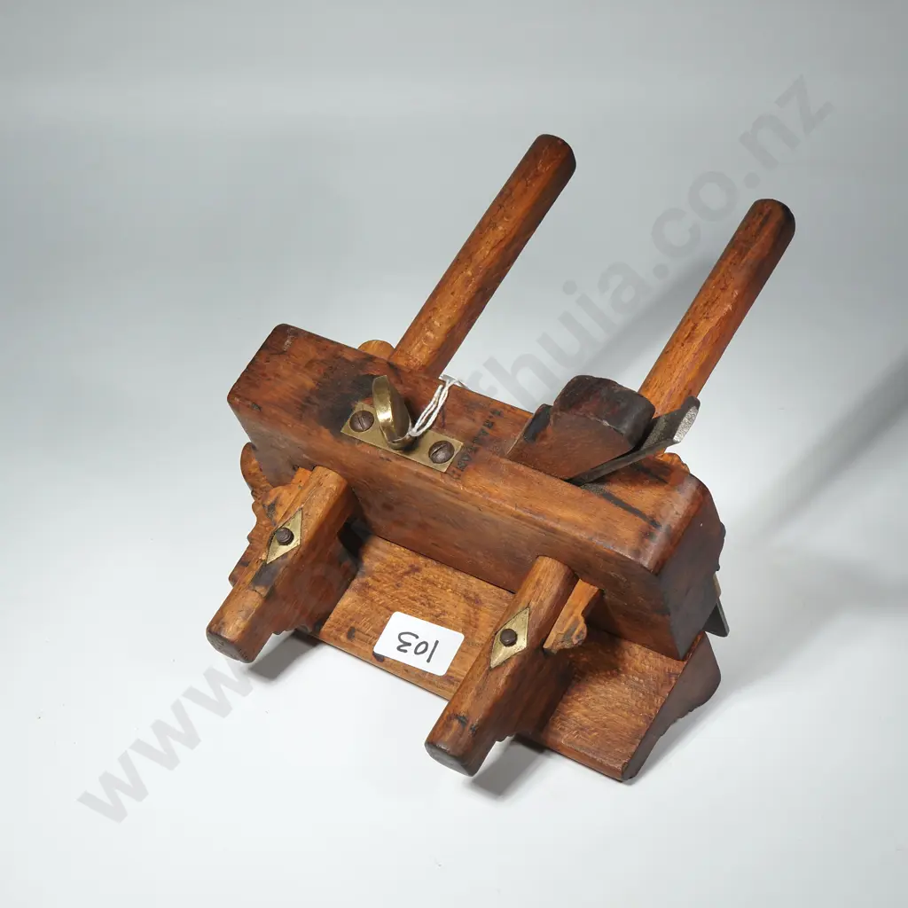 Vintage Wooden Plough Plane w Adjustable Fence Image 1++