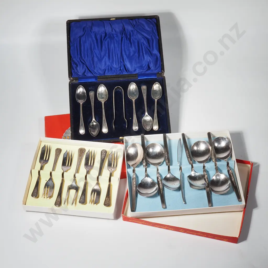Silver Plate Boxed Cutlery Sets x 3 Image 1++