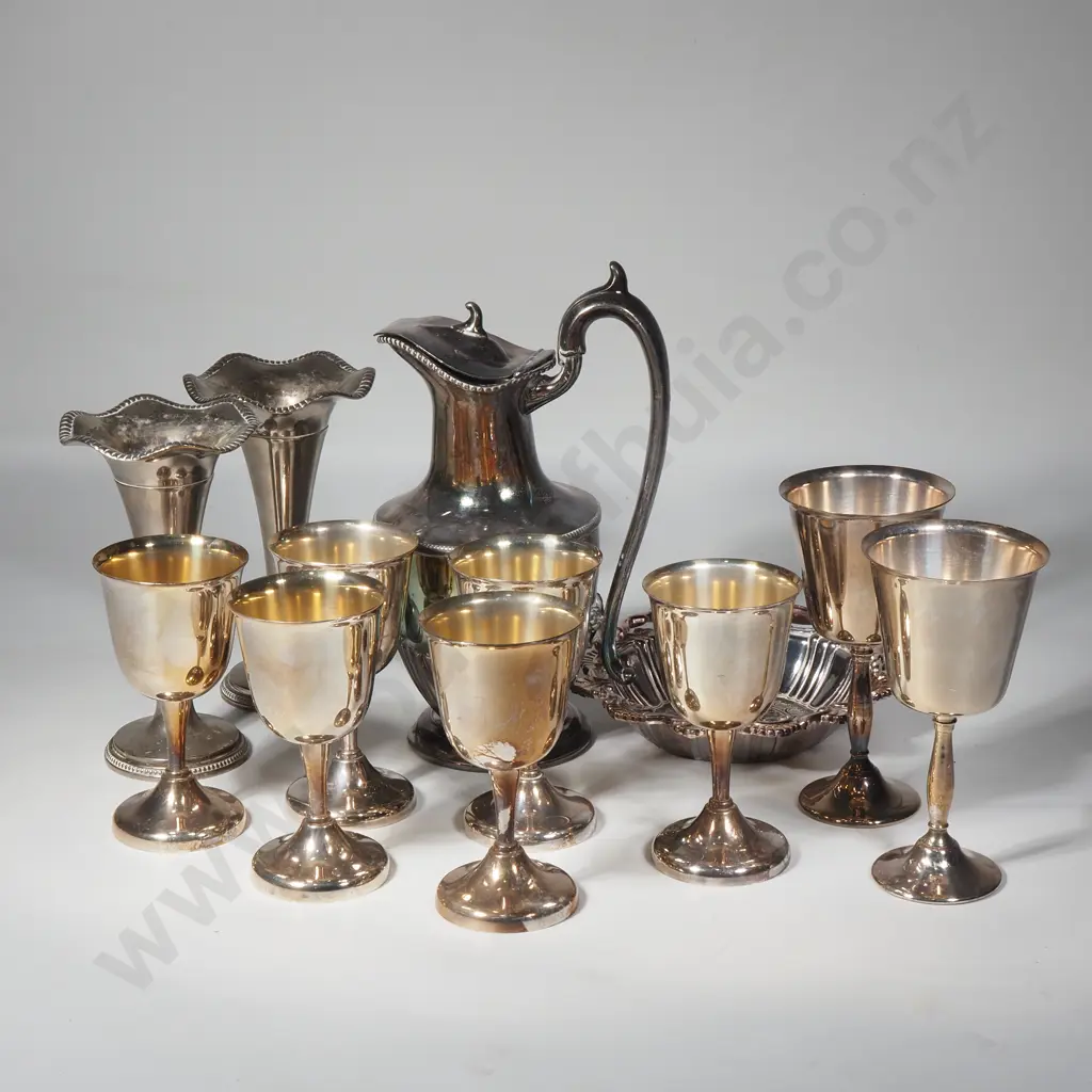 Assorted S/Plate Items - Goblets, Trumpet Vases Etc Image 1++