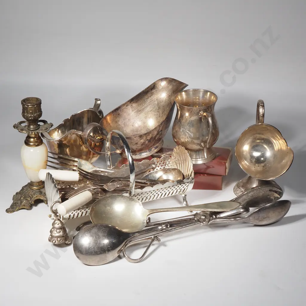 Assorted Silver Plate & Brass Items Image 1++