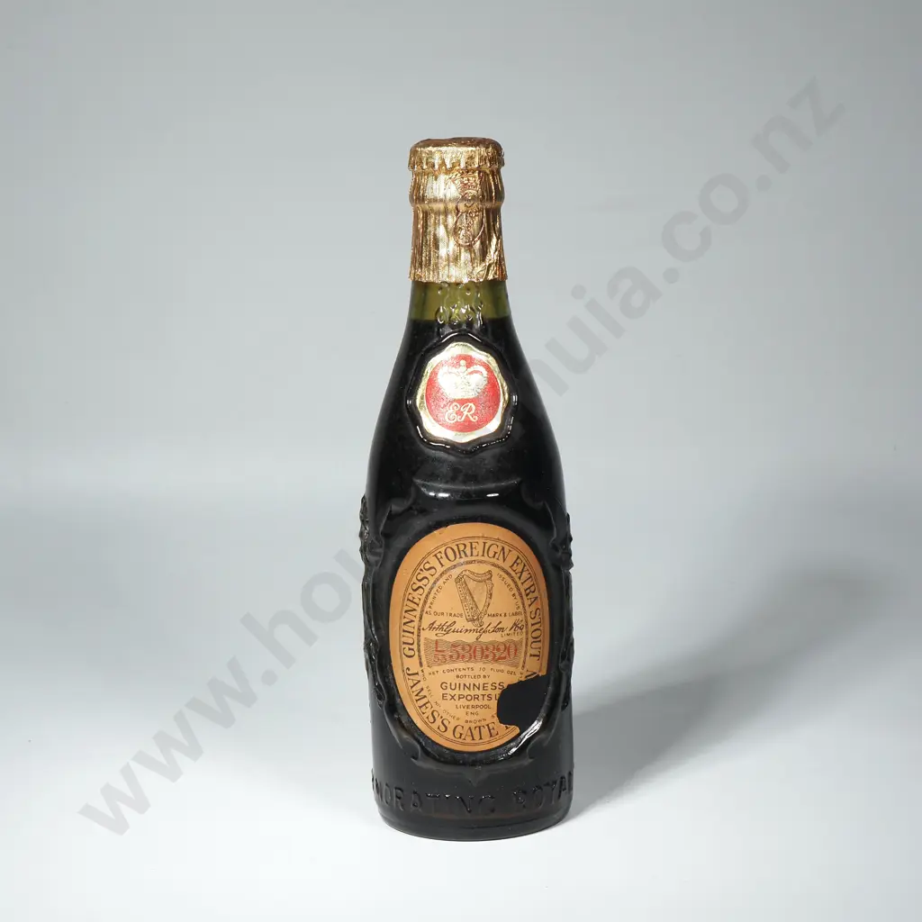 Full Bottle of Vintage 1953 Guiness Foreign Stout Celebrating the Coronation of Queen Elizabeth 11 Image 1++