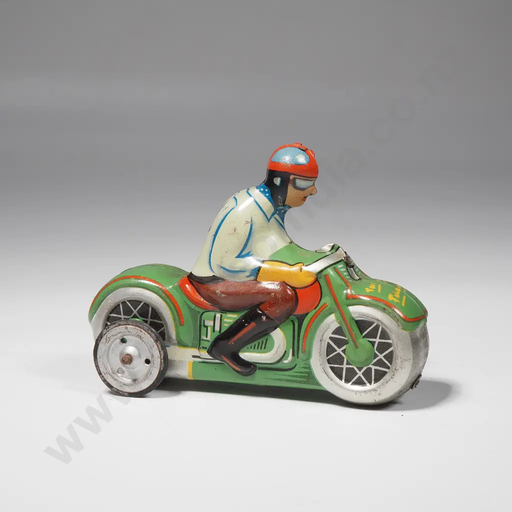 Vintage Wind Up  Small  West German Tin Plate Motor Bike Image 1++