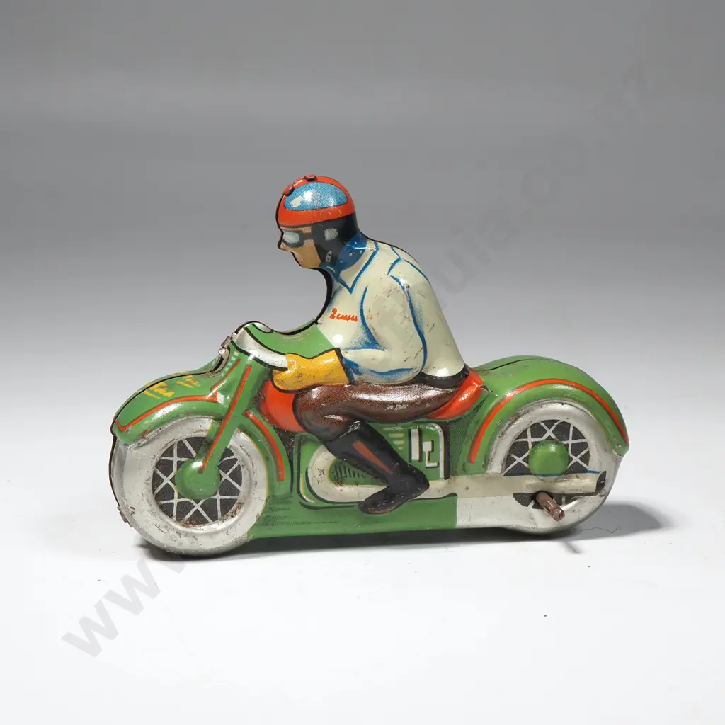 Vintage Wind Up  Small  West German Tin Plate Motor Bike Image 1++