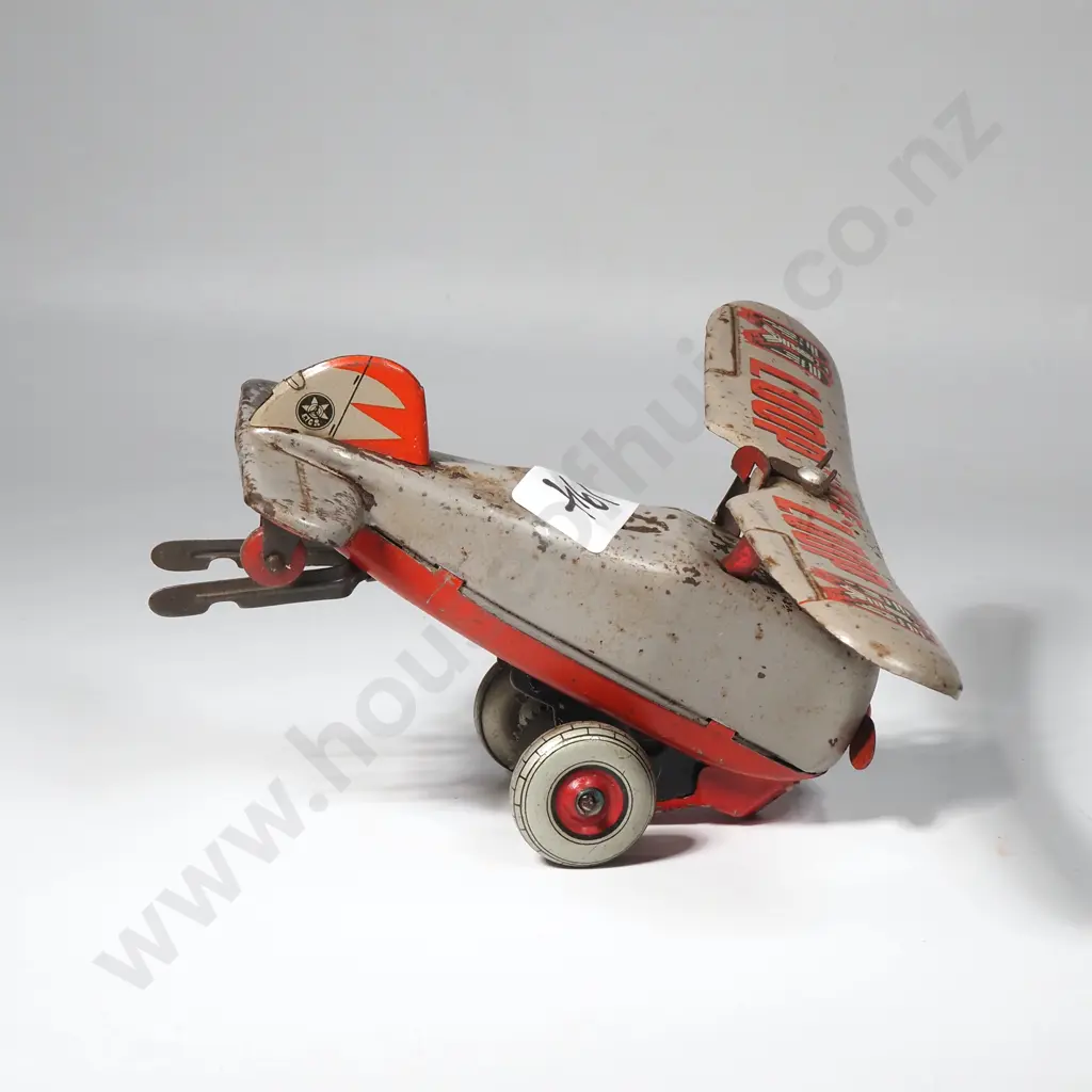 Japanese Vintage Loop the Loop Wind Up Toy Airplane Produced by CK Image 1++
