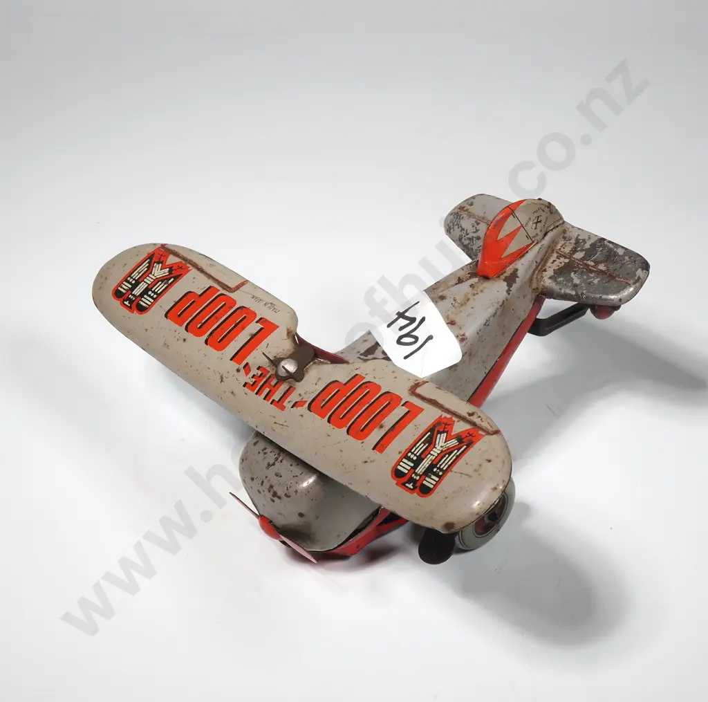 Japanese Vintage Loop the Loop Wind Up Toy Airplane Produced by CK Image 1++