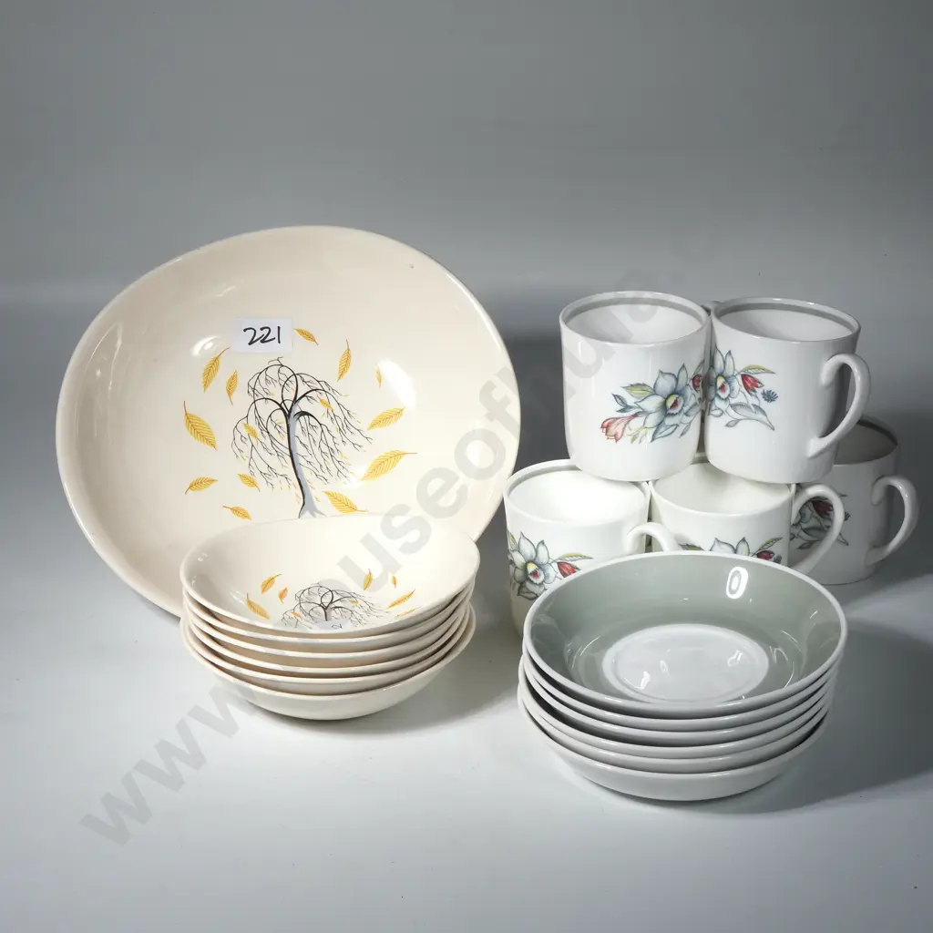 Johnson Bros Desert Set & Six Bowl in the 'Whispering Willow' or 'Autumn Leaves'Pattern Image 1++