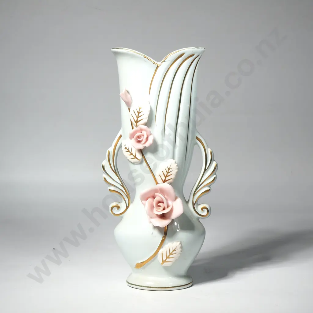 Pair of Ornamental vase with Applied Floral Decoration. (A/F) Image 1++